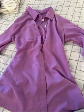 Purple Button-Up Blouse - Unbranded